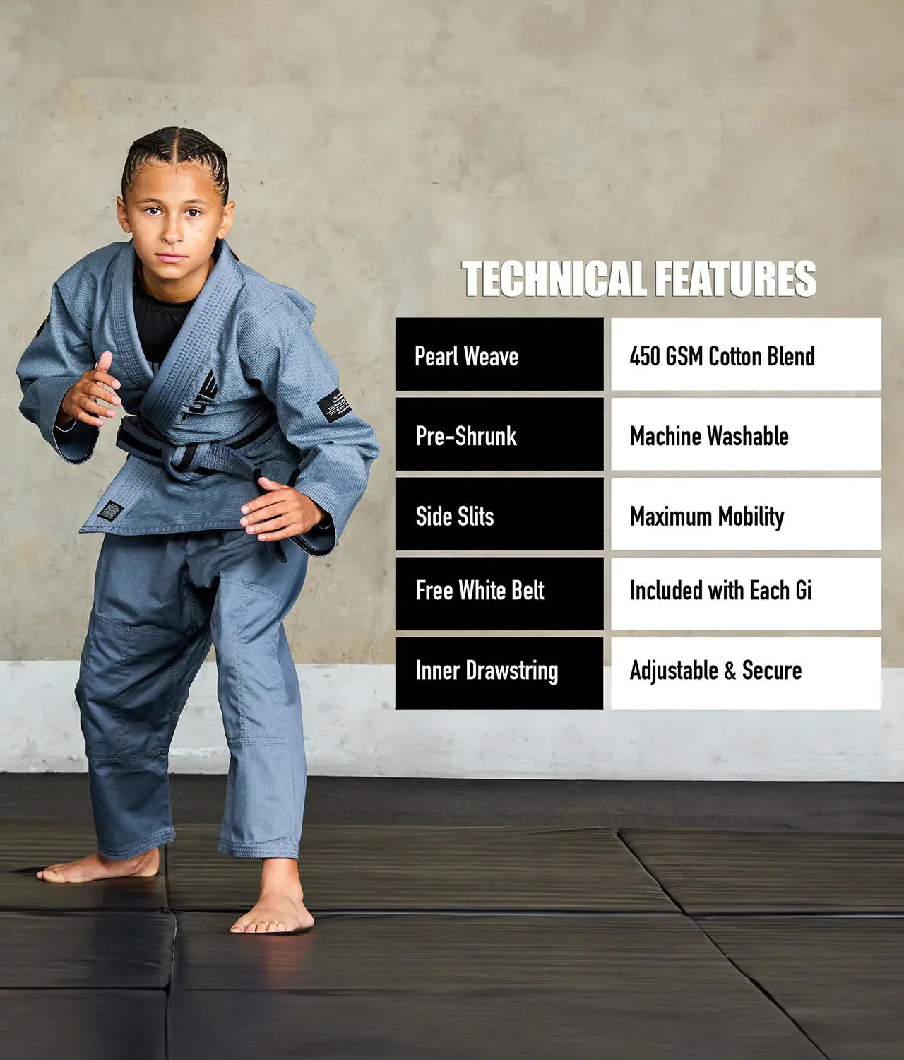 Core Gray Brazilian Jiu Jitsu Kids BJJ Gi