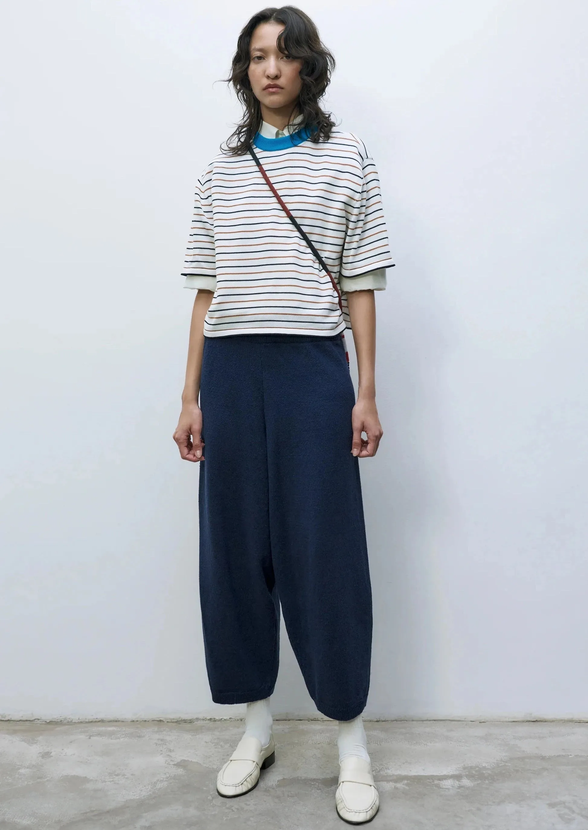 Cotton Knitted Pants, Navy