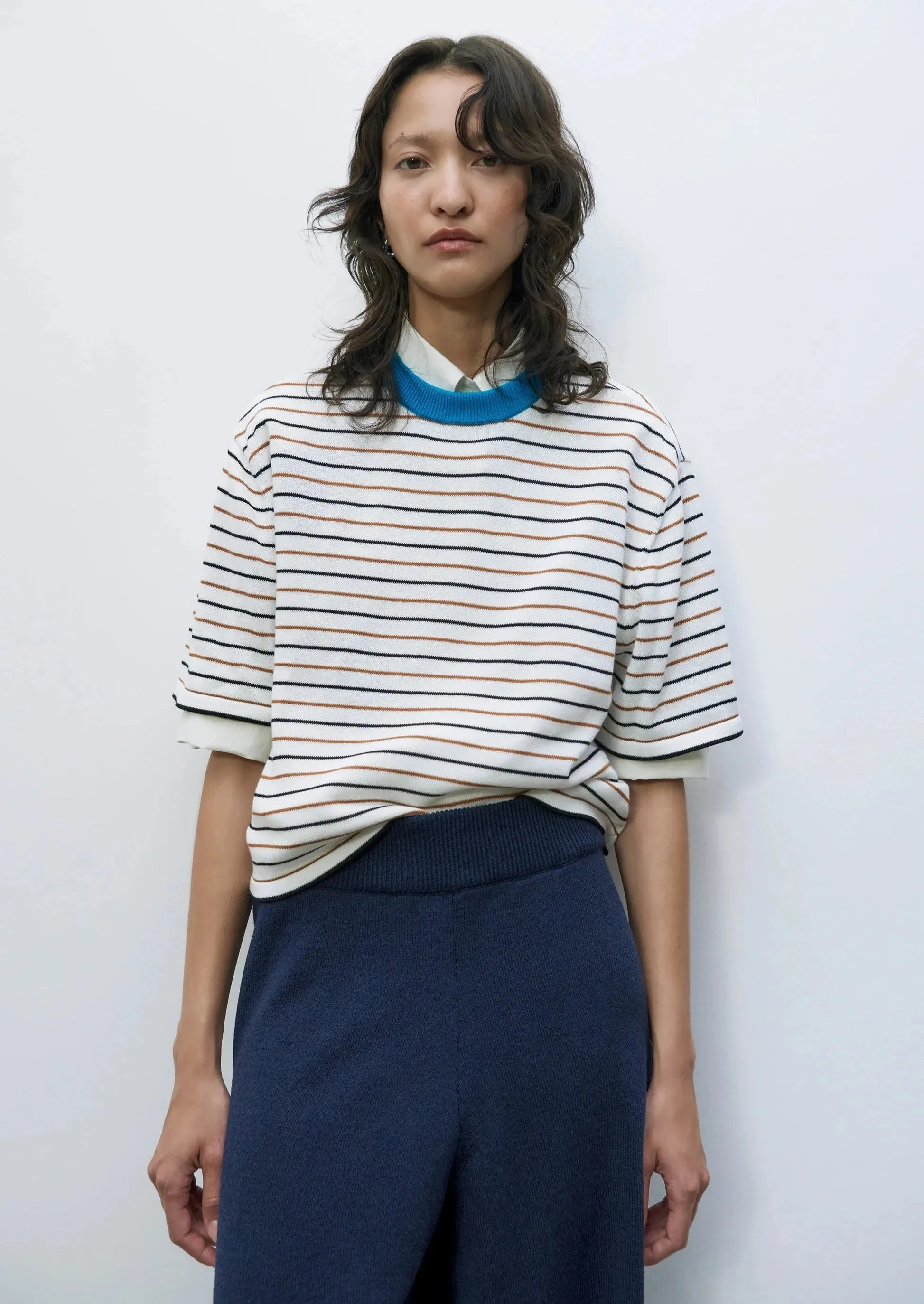 Cotton Knitted Pants, Navy