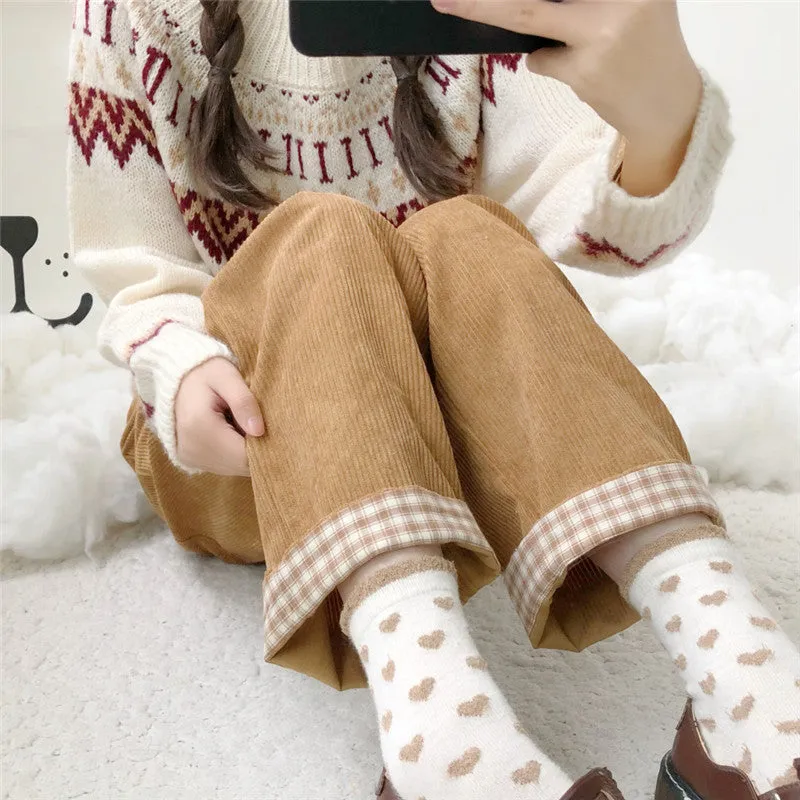 CUTE BEAR EMBROIDERED WIDE LEG PANTS UB3399