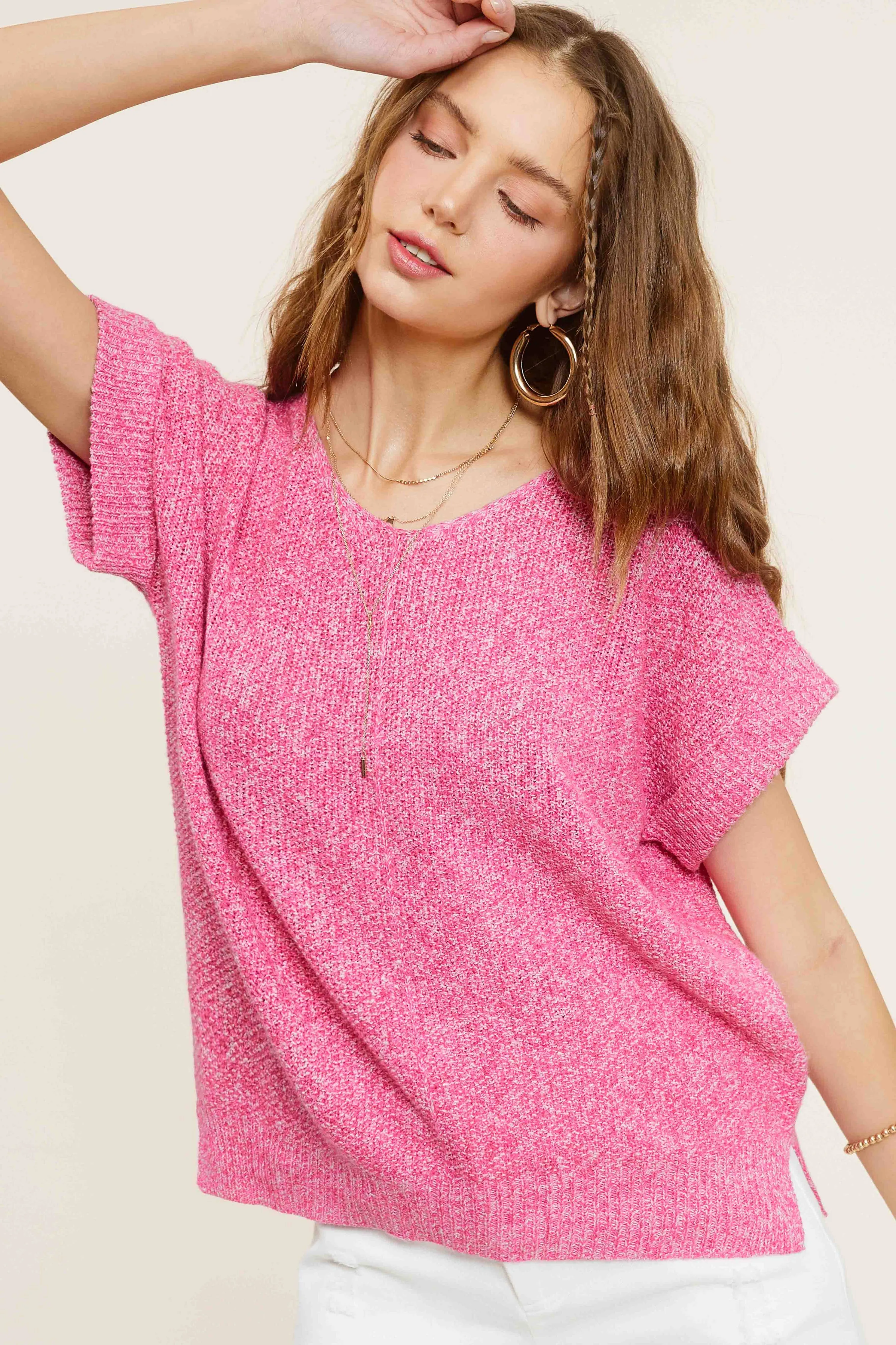 Dani Short Sleeve Textured Sweater