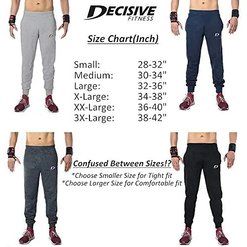 DECISIVE® Fitness Joggers Track Pant for Men (Large (32" - 36"), Black)
