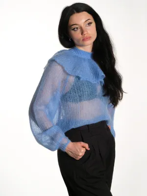 Delicate Knitted Sweater - Clear Blue