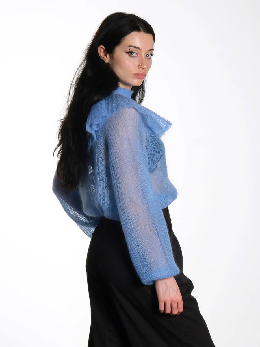 Delicate Knitted Sweater - Clear Blue