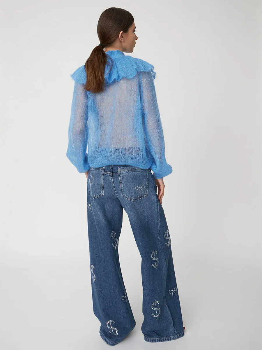 Delicate Knitted Sweater - Clear Blue