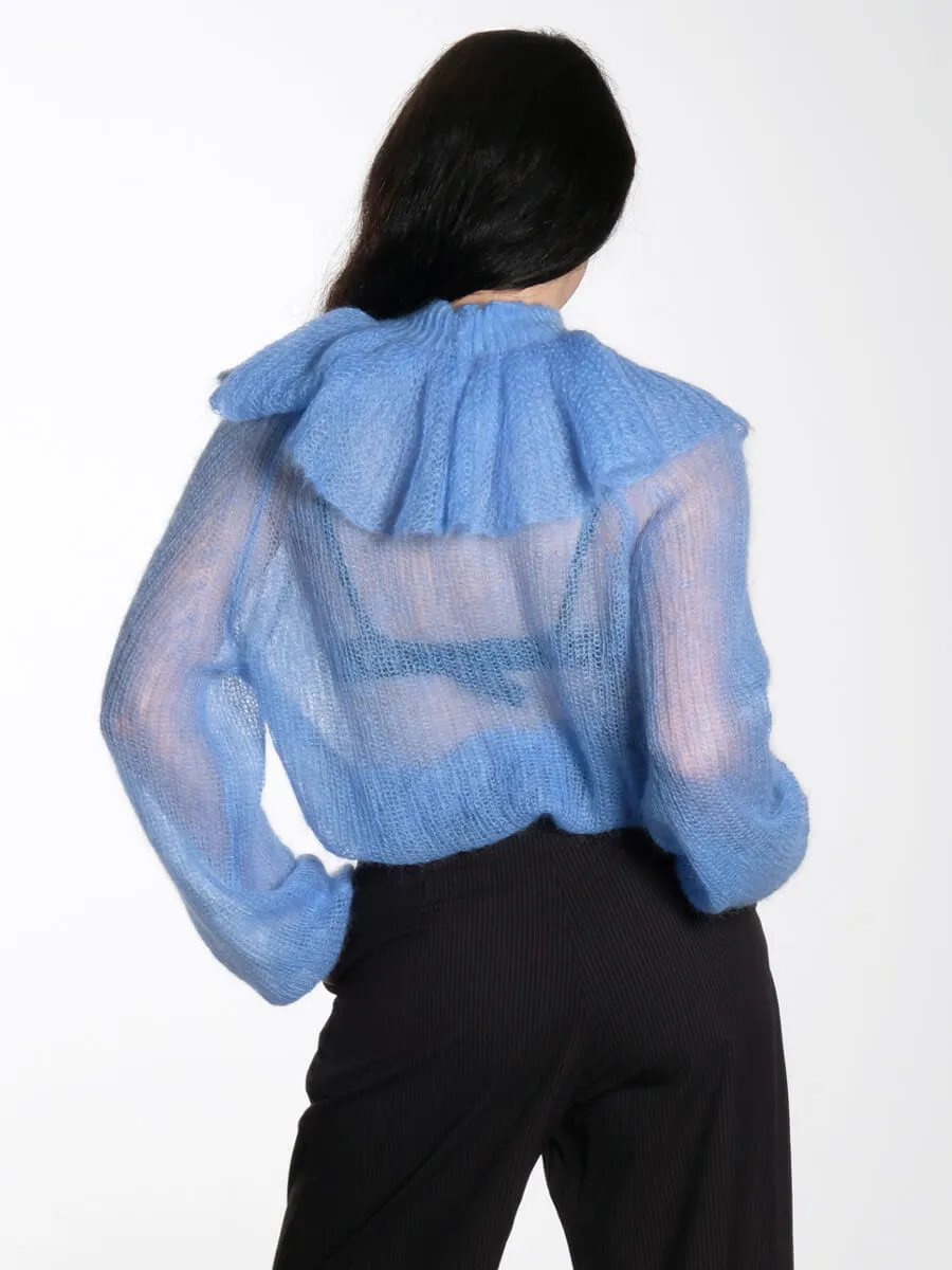Delicate Knitted Sweater - Clear Blue