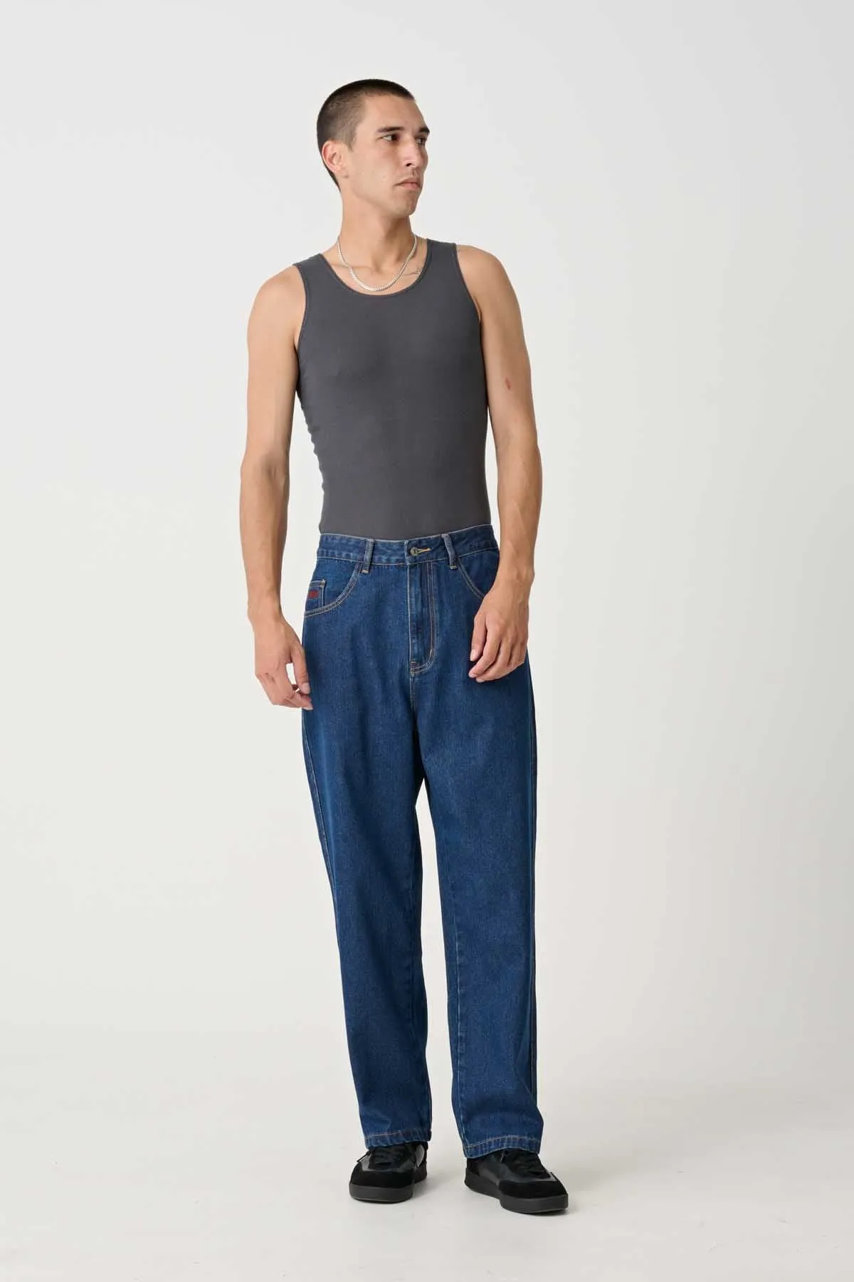 EMB POCKET BULL DENIM PANT - Raw Indigo
