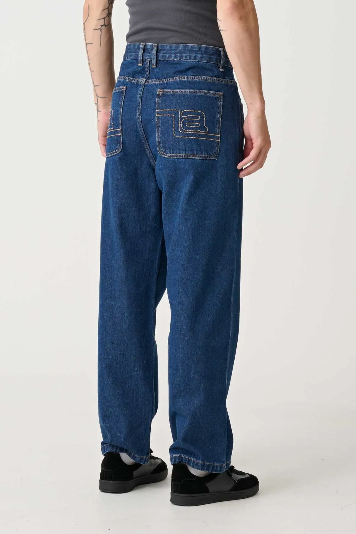 EMB POCKET BULL DENIM PANT - Raw Indigo