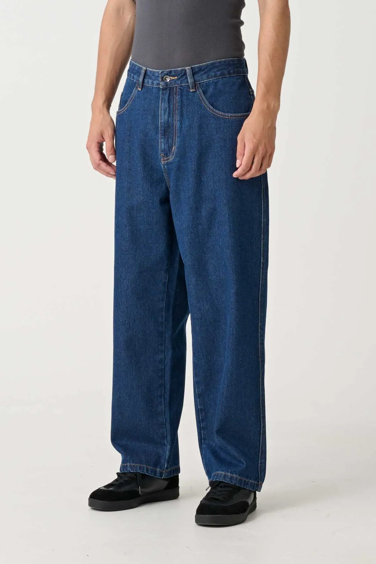 EMB POCKET BULL DENIM PANT - Raw Indigo