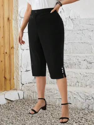 EMERY ROSE Plus Size Women's Slit Hem Wide Leg Pants