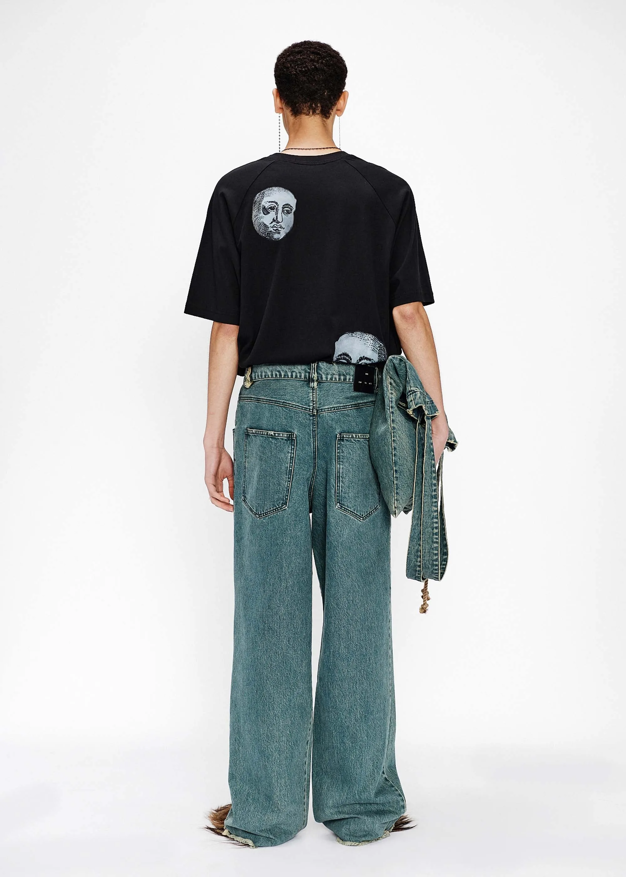 Faded Blue Pleated Jeans