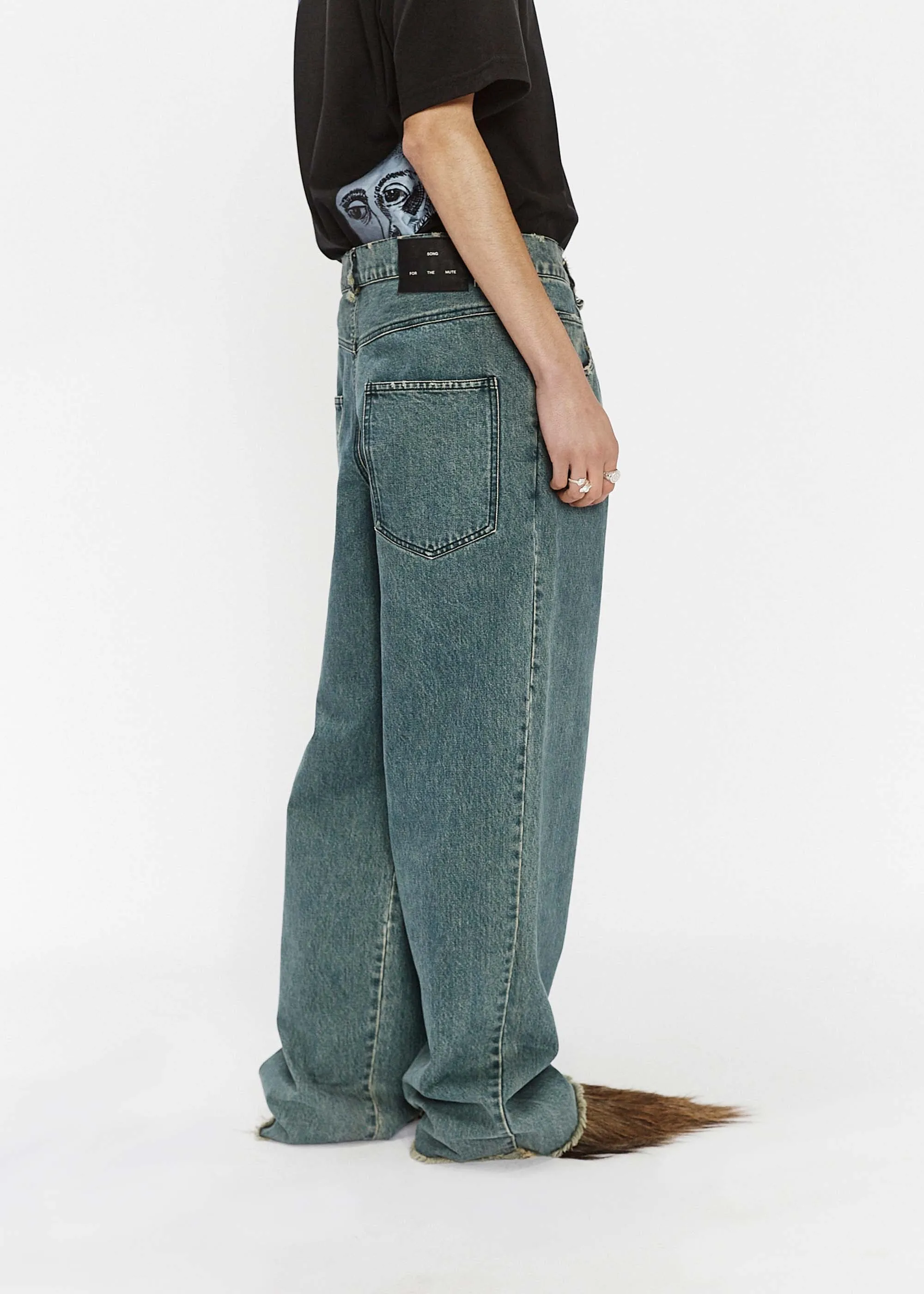 Faded Blue Pleated Jeans