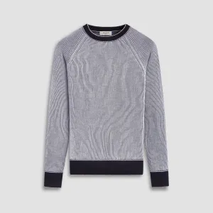 Fisherman Rib Jacquard Crew Neck Sweater