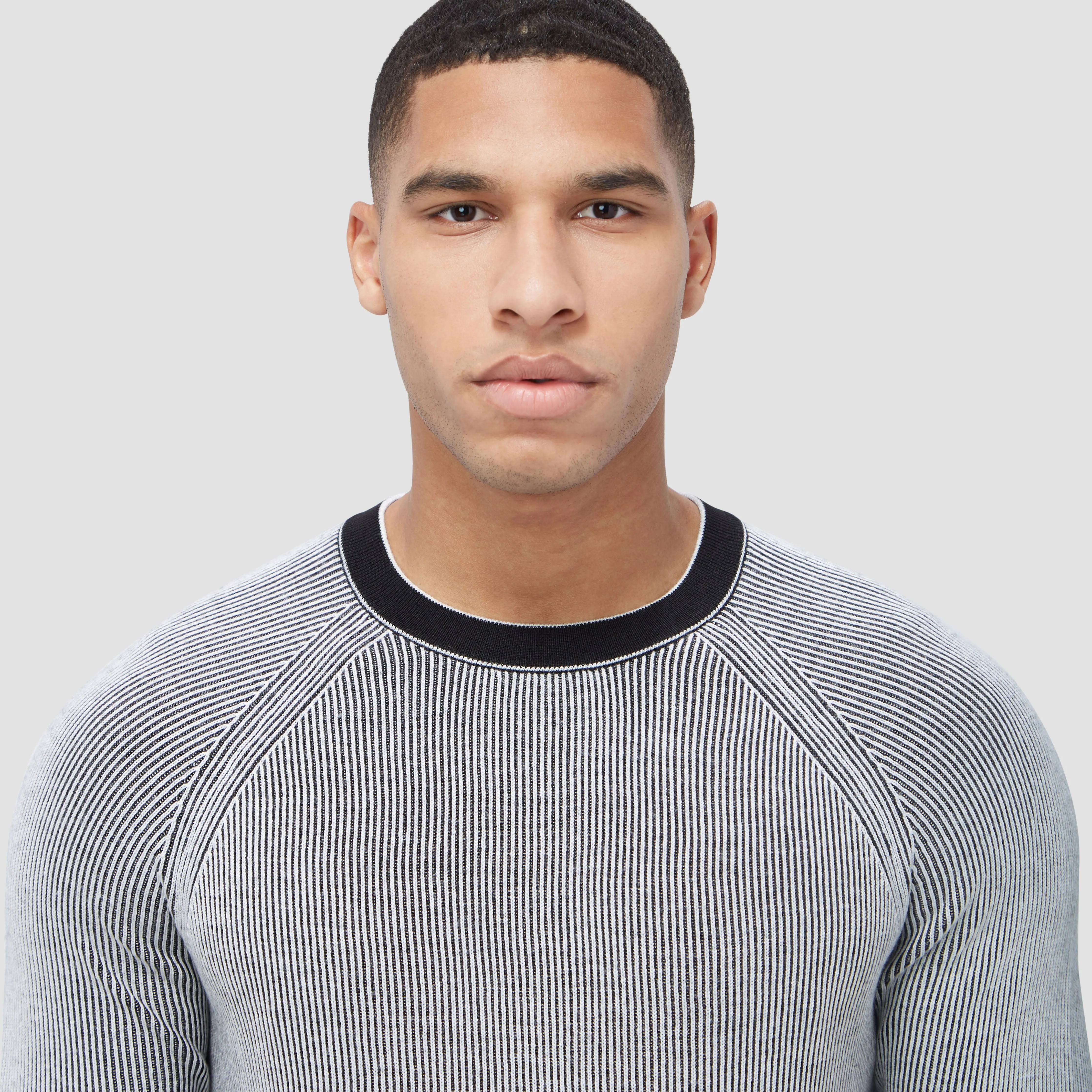 Fisherman Rib Jacquard Crew Neck Sweater