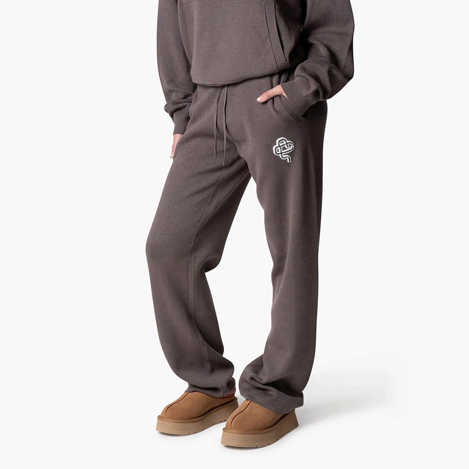 FLO KNITTED PANTS | COOL BROWN/OFF WHITE