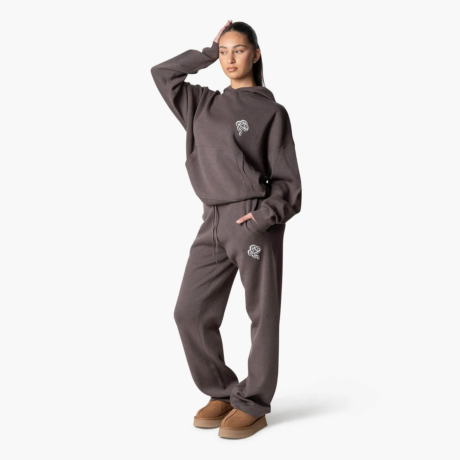 FLO KNITTED PANTS | COOL BROWN/OFF WHITE
