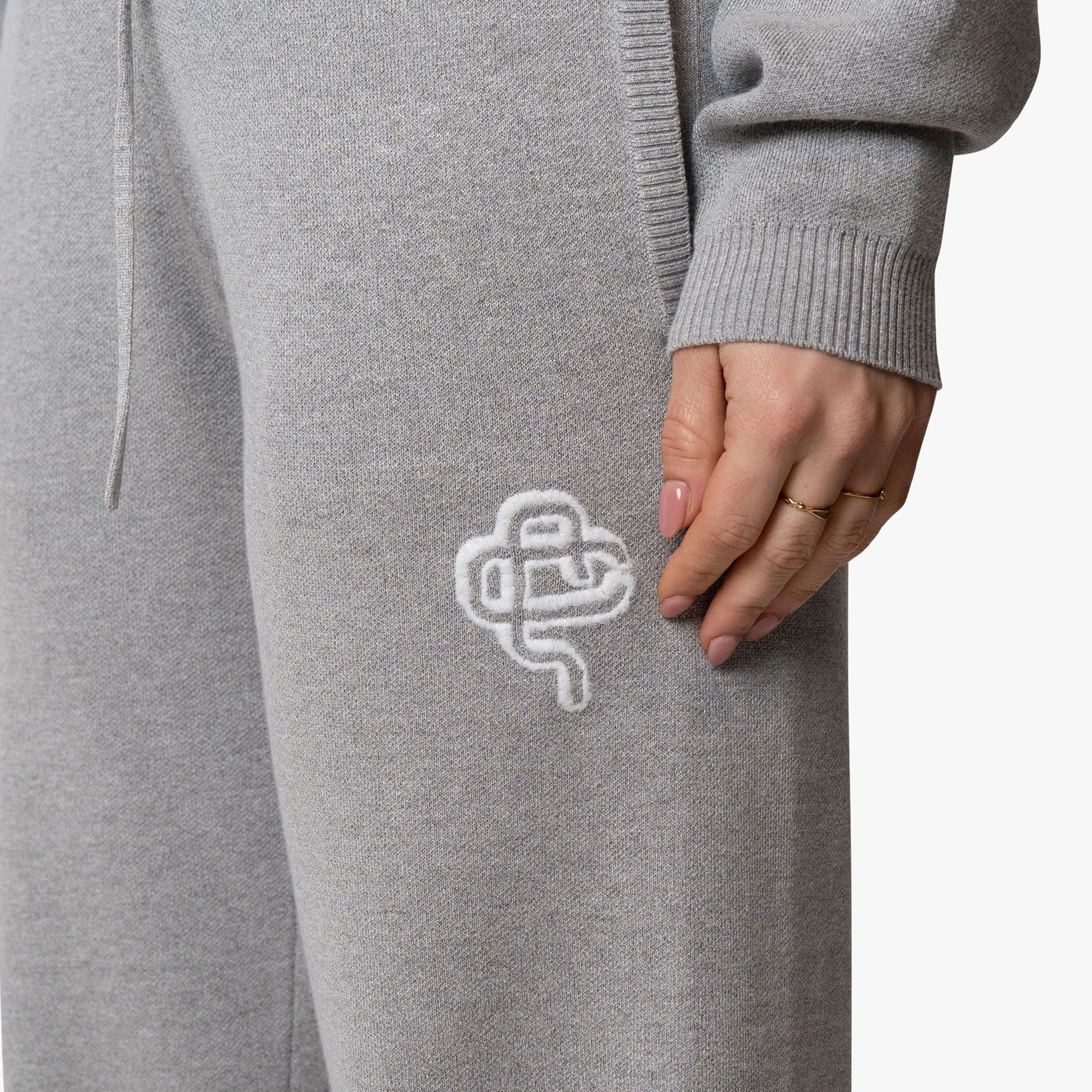 FLO KNITTED PANTS | GREY MELEE/WHITE