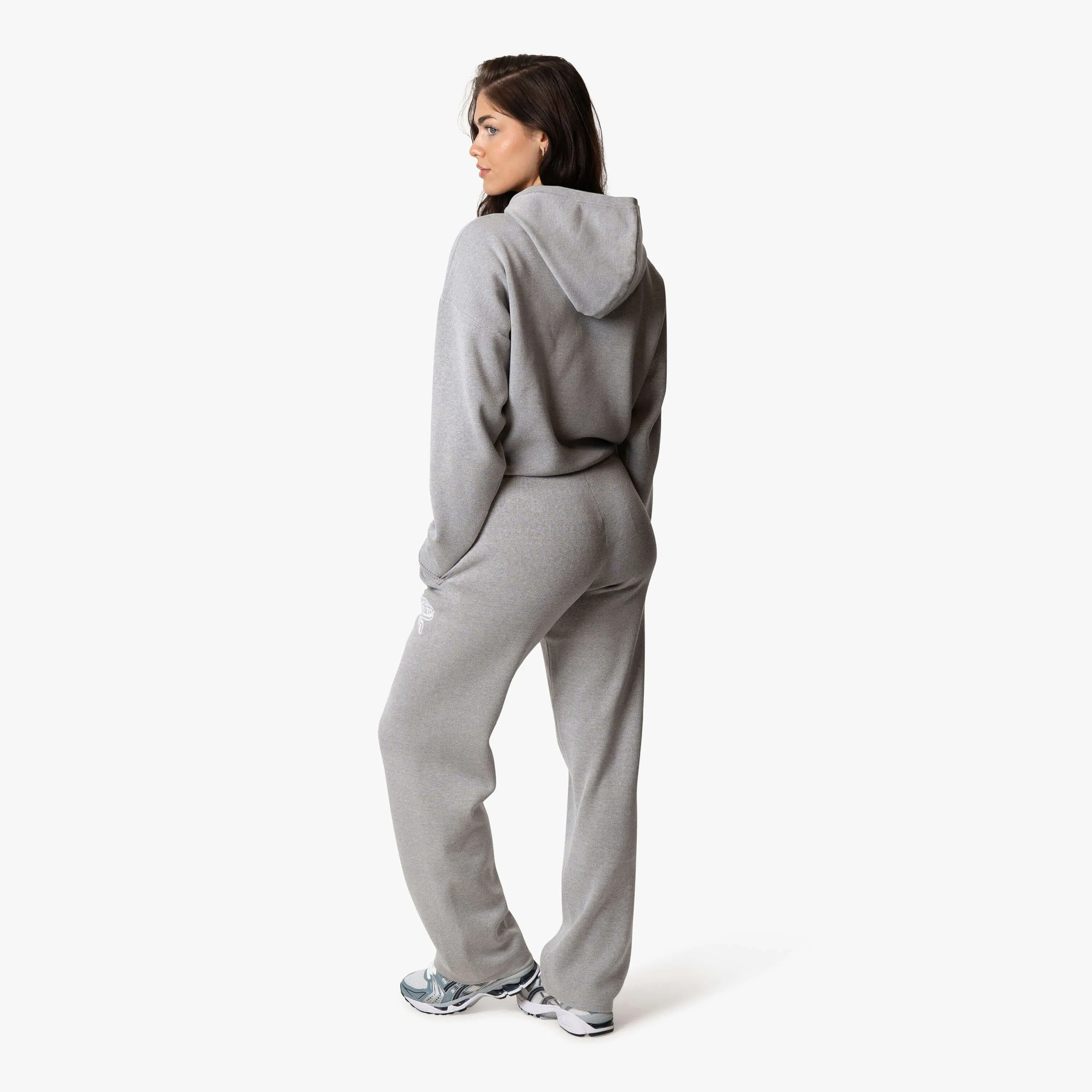 FLO KNITTED PANTS | GREY MELEE/WHITE