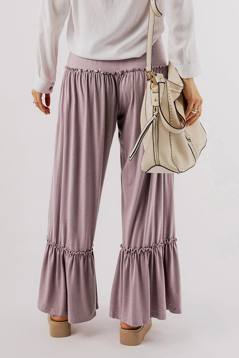 Frilled High Waist Wide Leg Pants