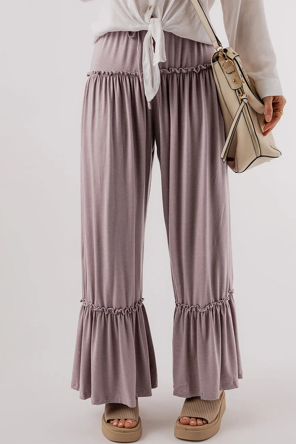 Frilled High Waist Wide Leg Pants
