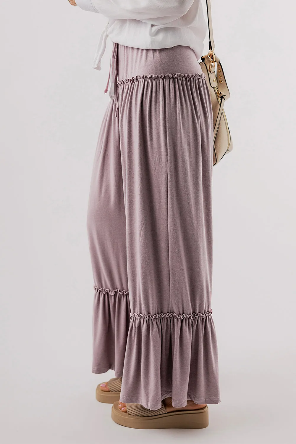 Frilled High Waist Wide Leg Pants