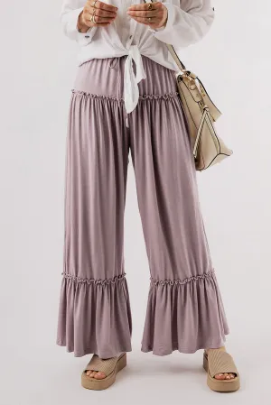 Frilled High Waist Wide Leg Pants