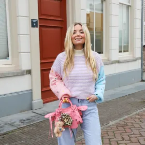 Hartjes trui gekleurde mouw beige lila