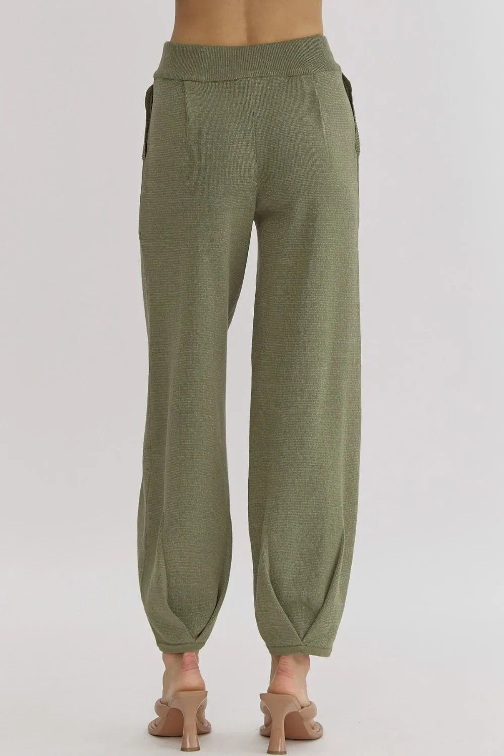 High Waisted Knit Pants {Olive}
