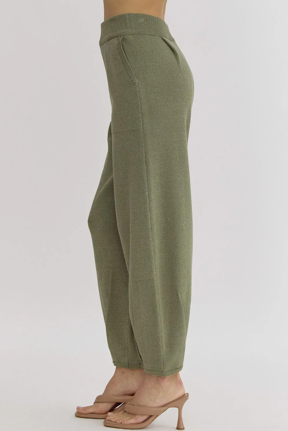 High Waisted Knit Pants {Olive}