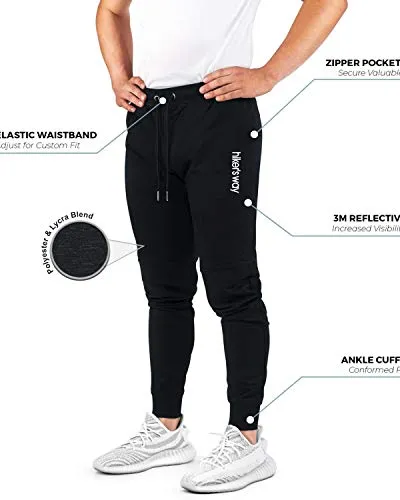 hiker's way Men's Slim Fit Track Pants for Men Sports Black