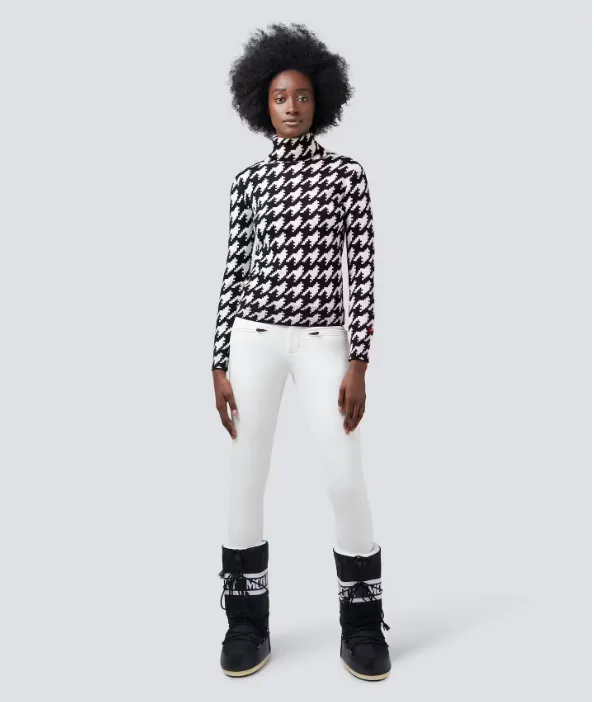 Houndstooth Merino Wool Turtleneck Sweater