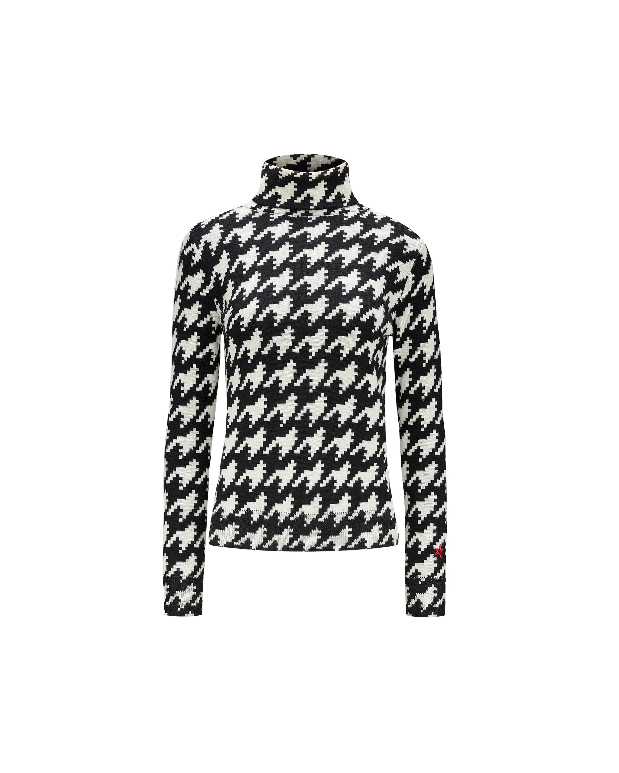 Houndstooth Merino Wool Turtleneck Sweater