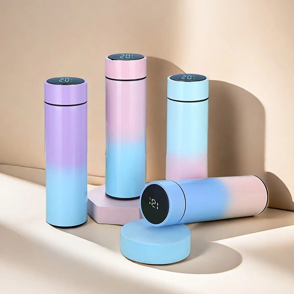 Insulated Gradient Color Vacuum Flask - Sports Water Bottles - 304 Stainless Steel, Touch Temperature Display, Double-Walled, Leak-Proof, BPA-Free, Durable and Stylish for Outdoor Activities