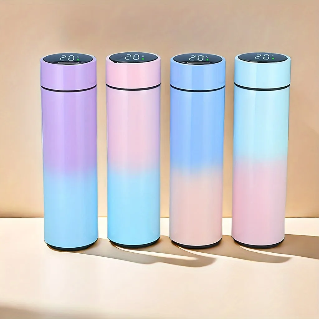 Insulated Gradient Color Vacuum Flask - Sports Water Bottles - 304 Stainless Steel, Touch Temperature Display, Double-Walled, Leak-Proof, BPA-Free, Durable and Stylish for Outdoor Activities