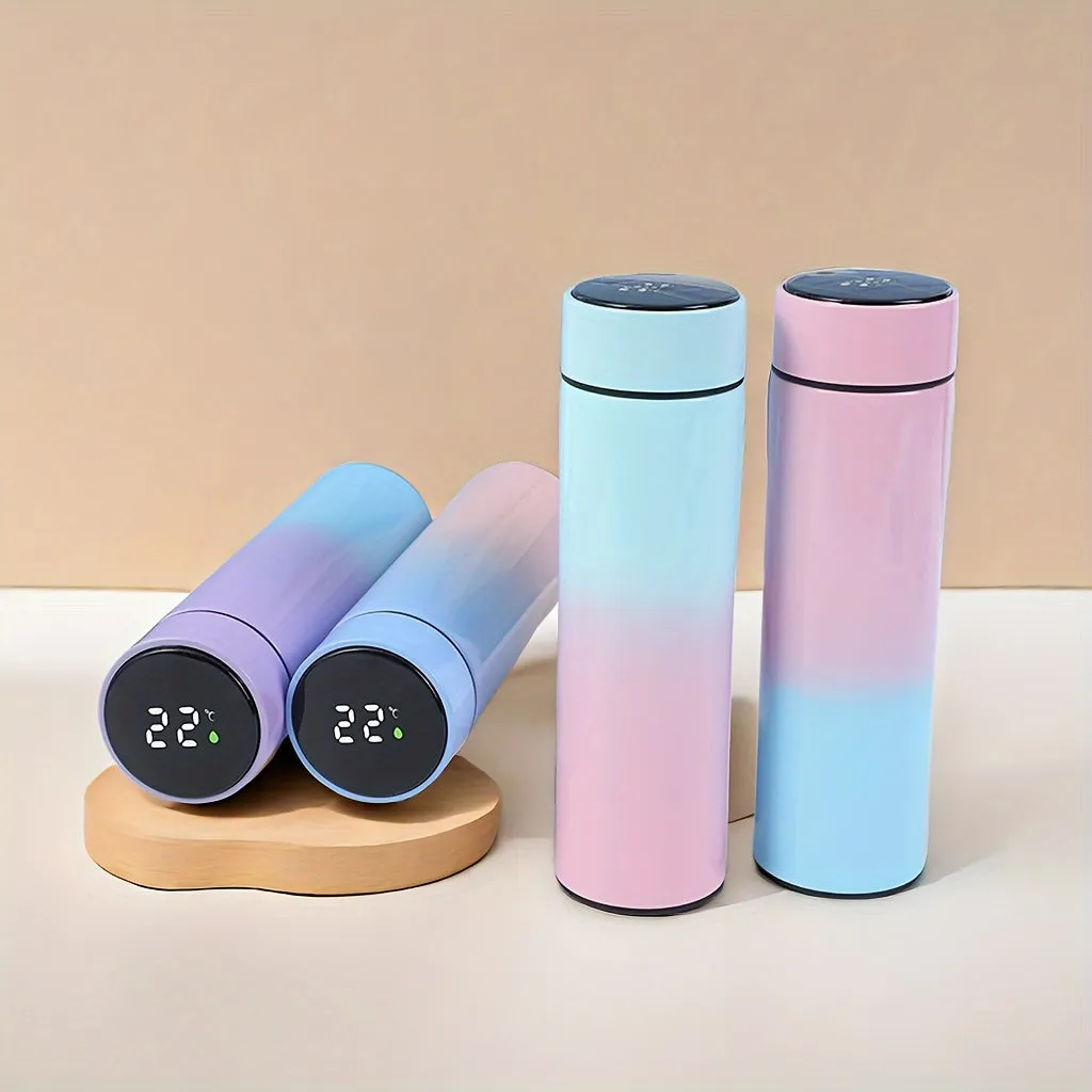 Insulated Gradient Color Vacuum Flask - Sports Water Bottles - 304 Stainless Steel, Touch Temperature Display, Double-Walled, Leak-Proof, BPA-Free, Durable and Stylish for Outdoor Activities
