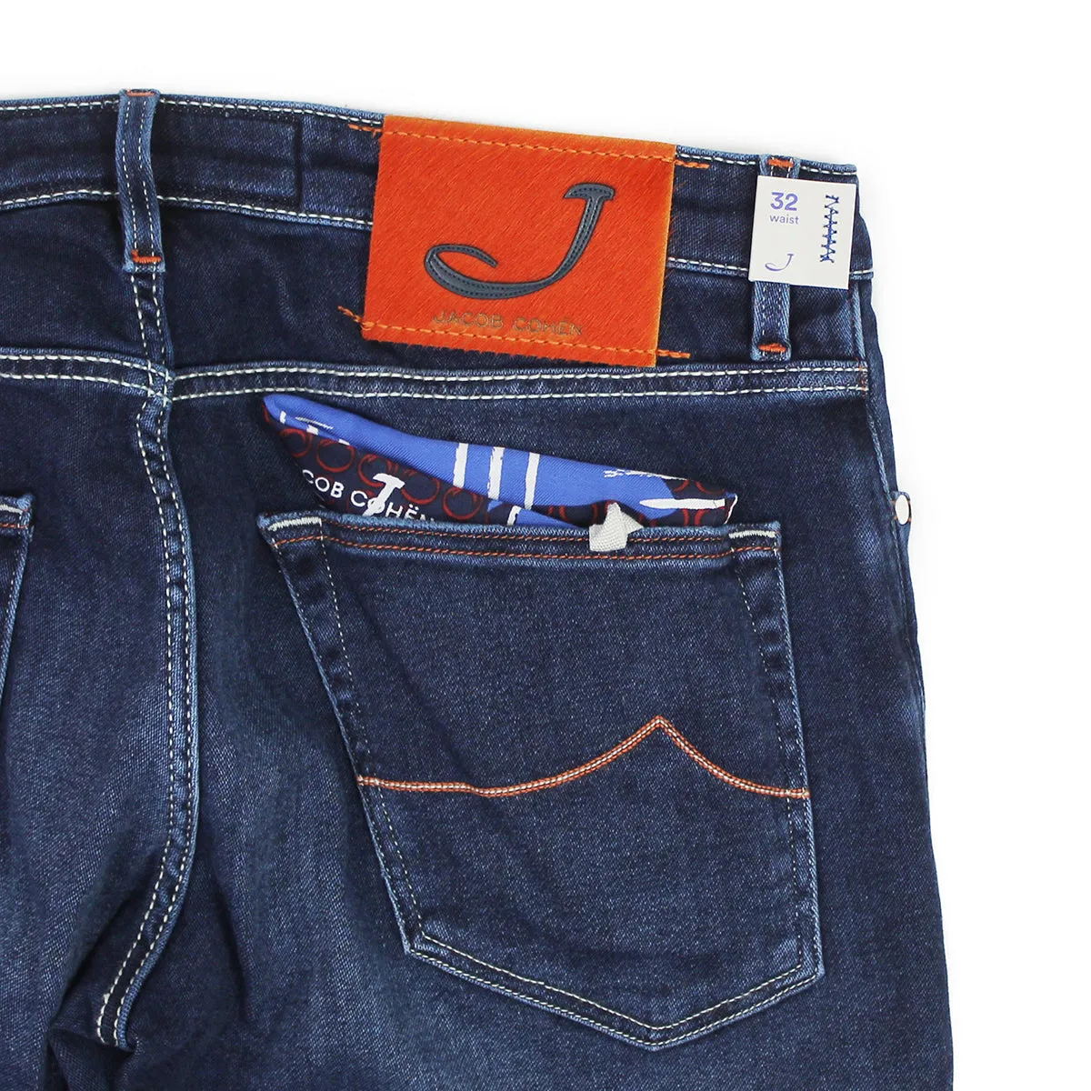 Jacob Cohen - J696 Comf Orange Badge Jeans in Dark Wash