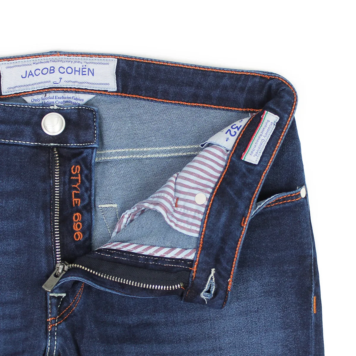 Jacob Cohen - J696 Comf Orange Badge Jeans in Dark Wash