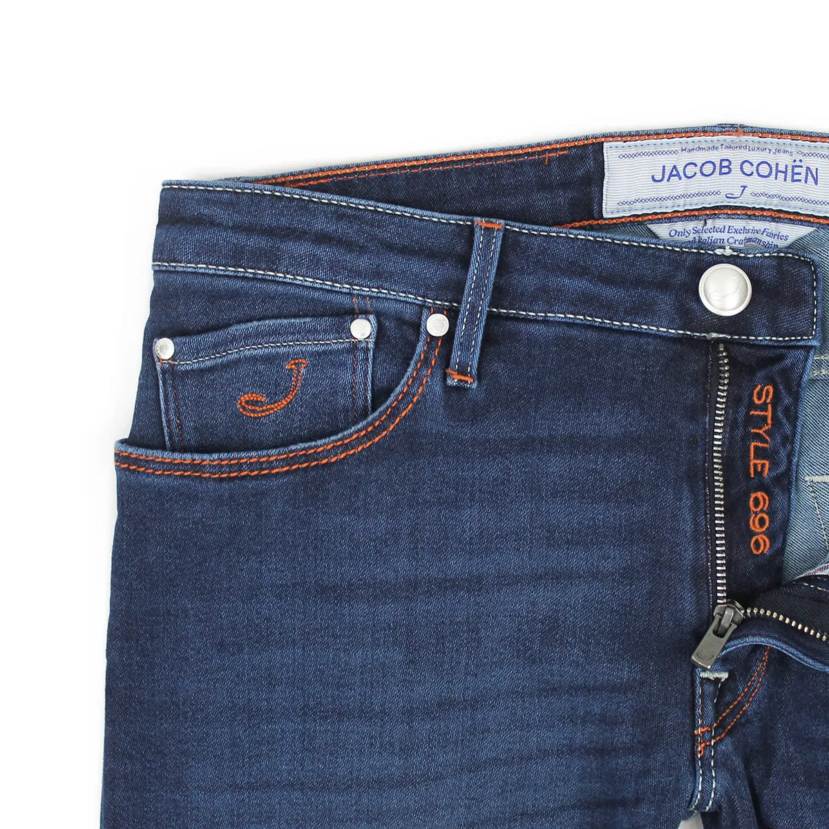 Jacob Cohen - J696 Comf Orange Badge Jeans in Dark Wash