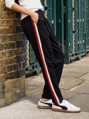 Jay LENZING™ ECOVERO™ Side Stripe Tapered Trousers | Black & Red