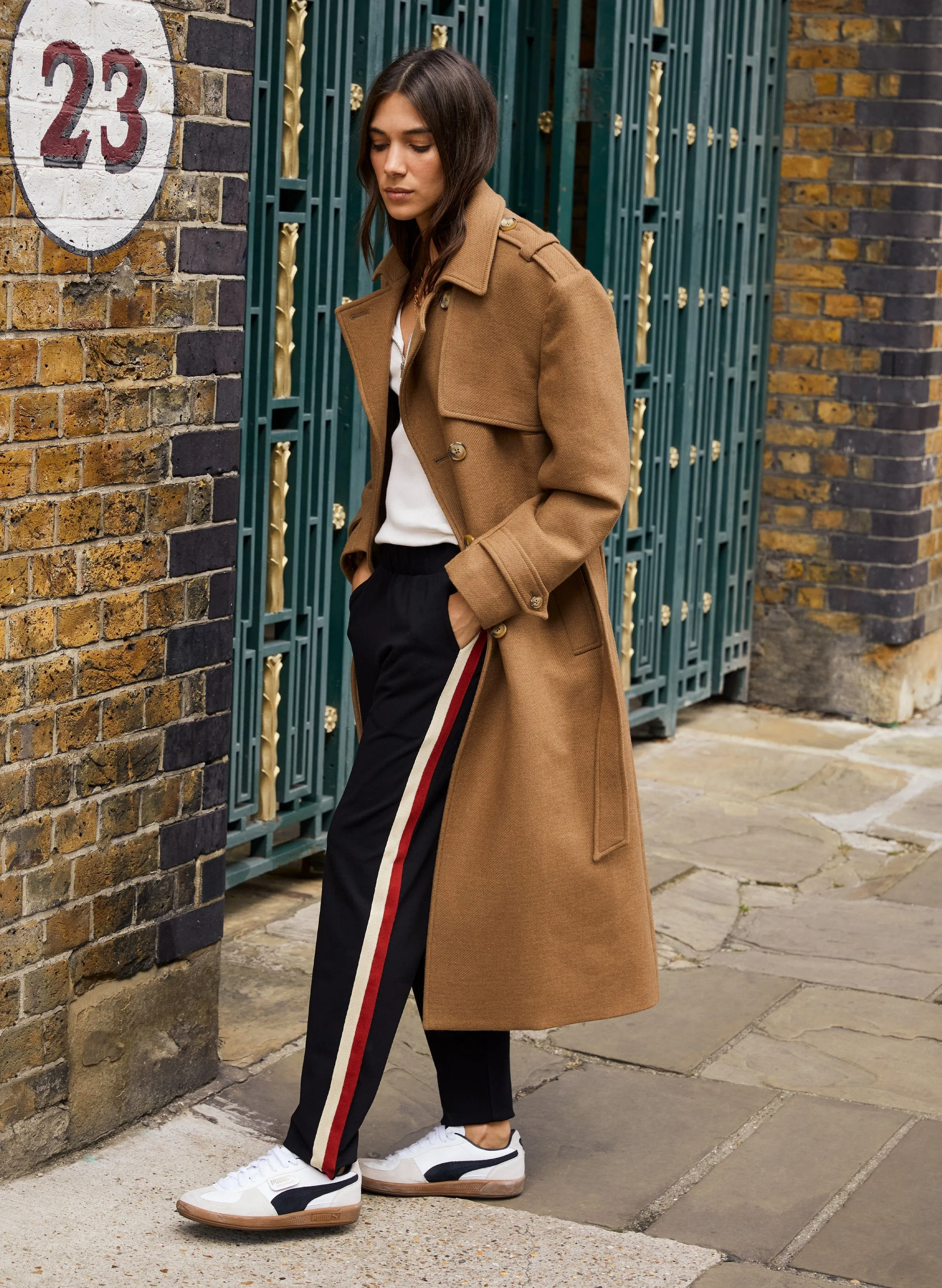 Jay LENZING™ ECOVERO™ Side Stripe Tapered Trousers | Black & Red