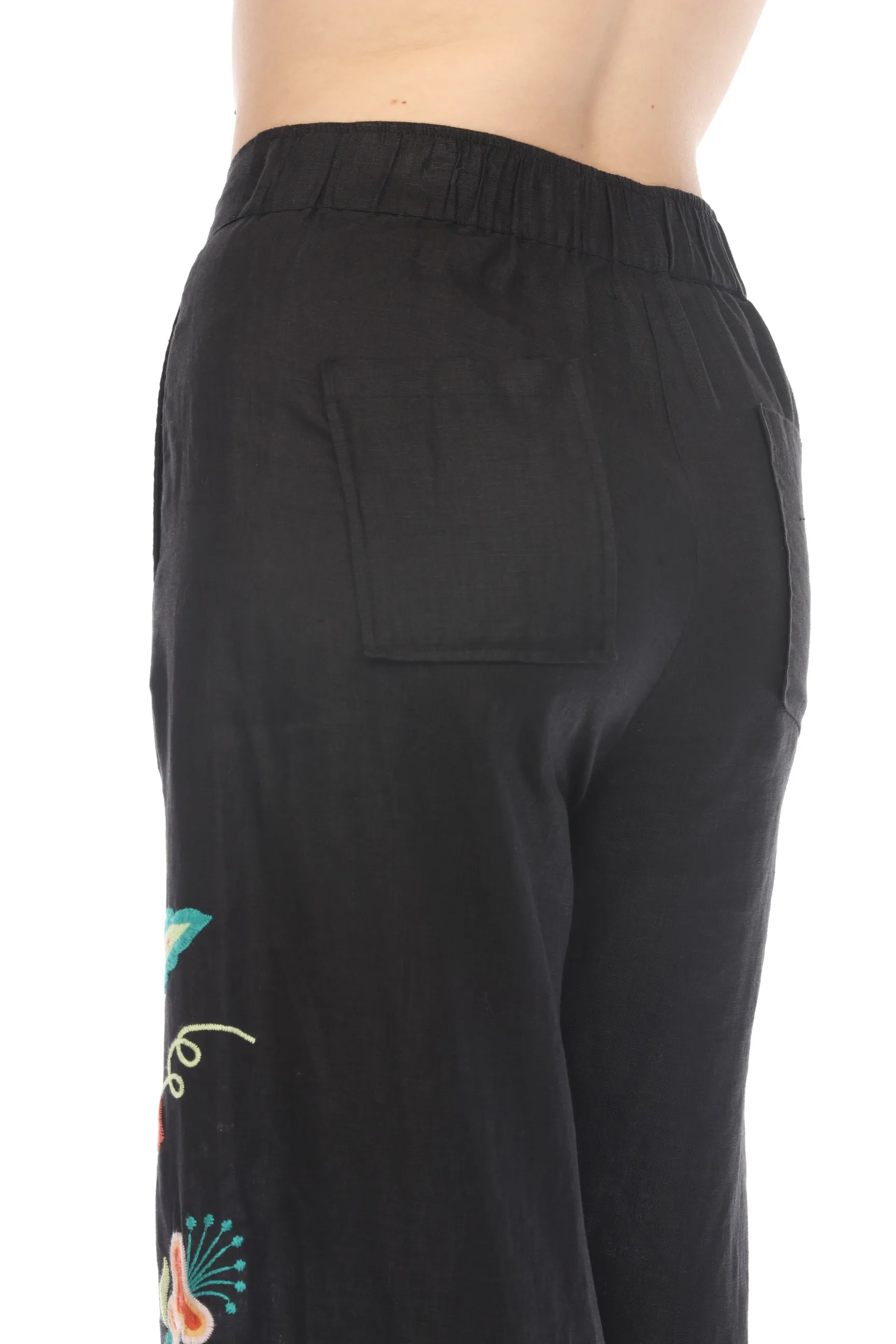 Johnny Was JWLA Averi Wide Leg Embroidered Linen Pants Boho Chic J69524 *