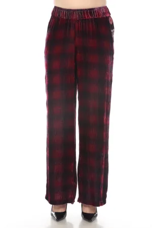 Johnny Was JWLA Plaid Embroidered Velvet Wide Leg Pants Boho Chic J61124