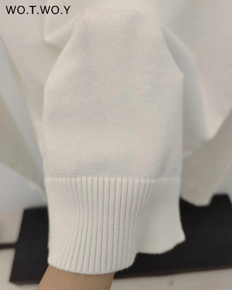 Knitted Turtleneck Sweater & Wide Leg Pant 2 Piece Set for Women