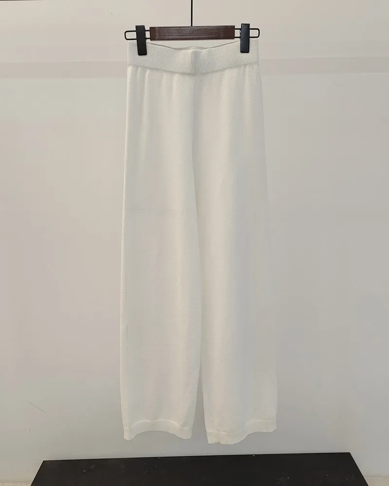 Knitted Turtleneck Sweater & Wide Leg Pant 2 Piece Set for Women