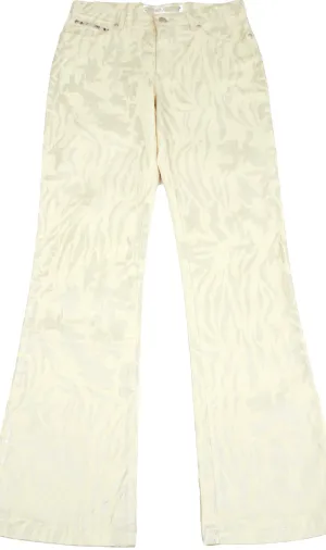 KRIZIA PARIS. Beige Cotton Camouflage Printed Flare Pants