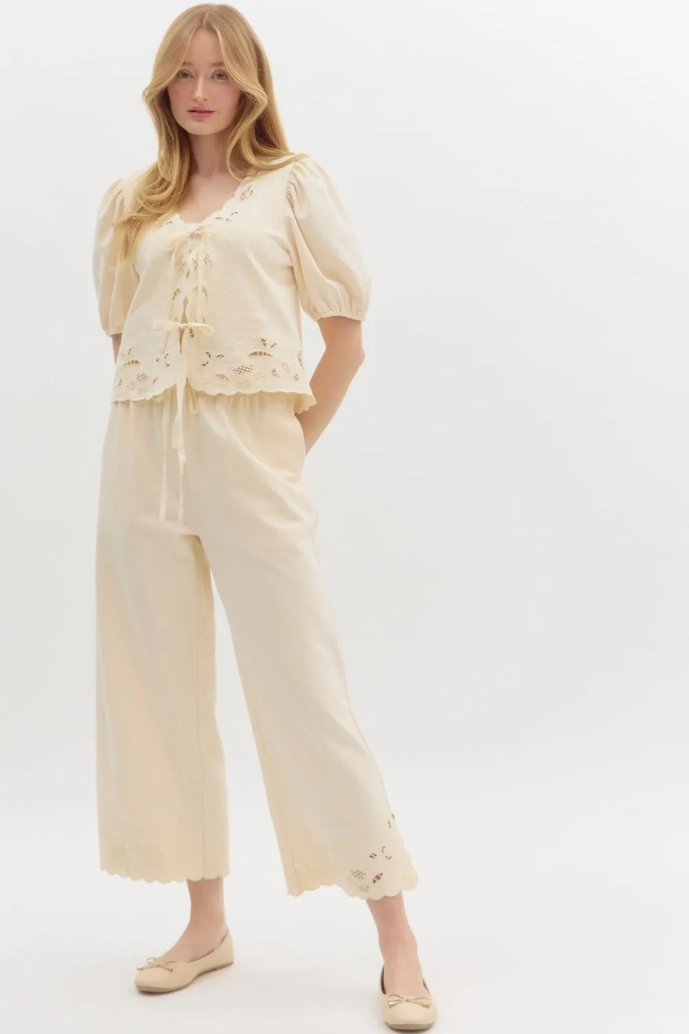 Lace Embroidered Bottoms {Ecru}