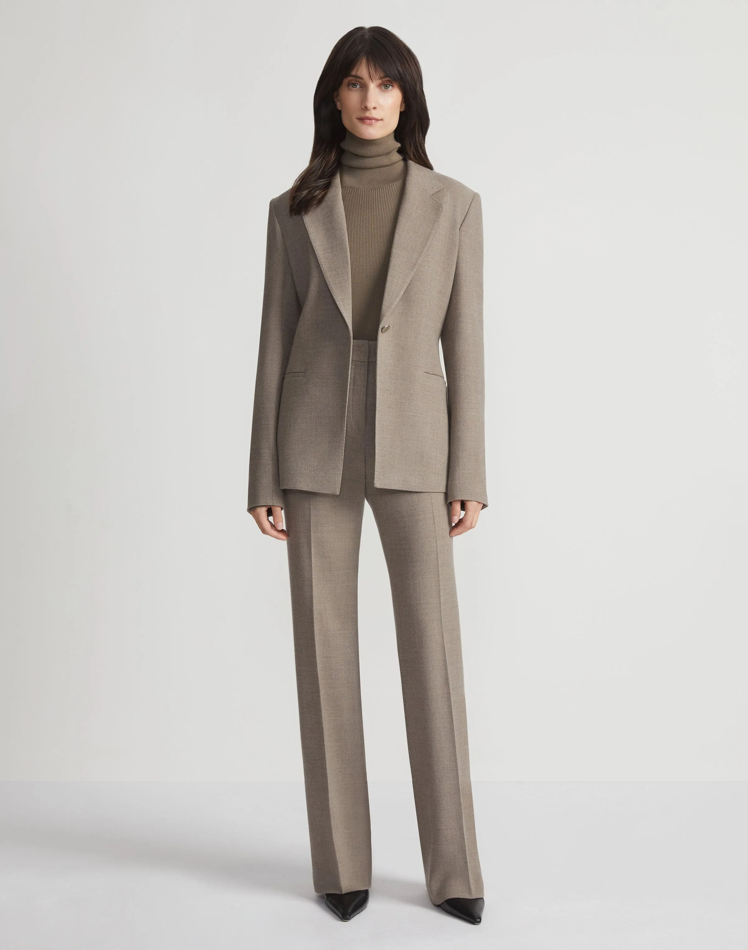 Lafayette 148 Responsible Wool Stretch Twill Gates Pant in Concrete Melange