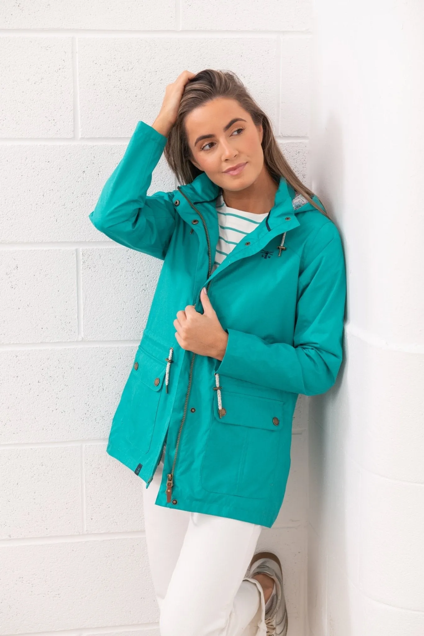 Lighthouse Willow hip-length waterproof jacket, with cotton blend lining.