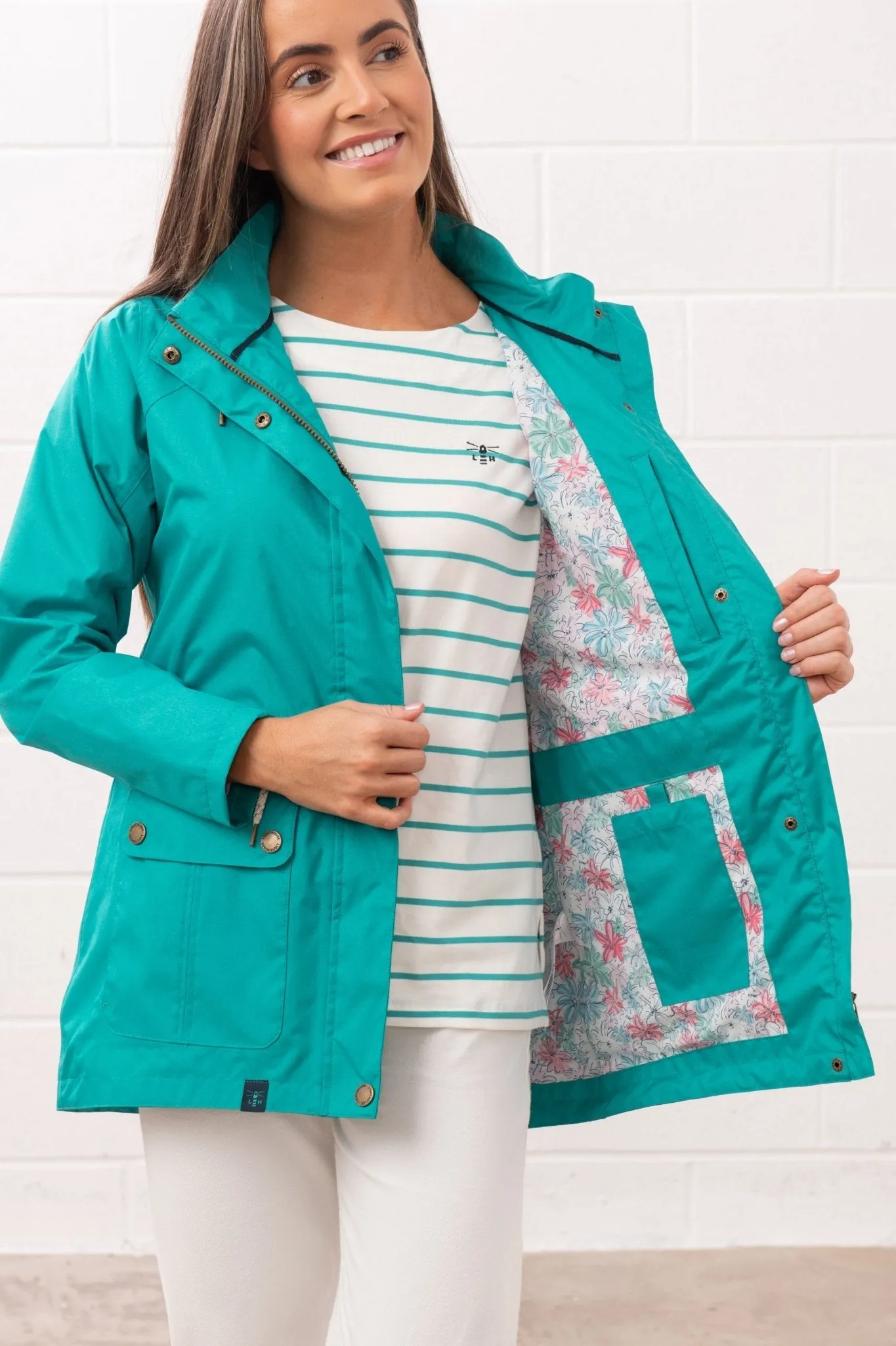Lighthouse Willow hip-length waterproof jacket, with cotton blend lining.