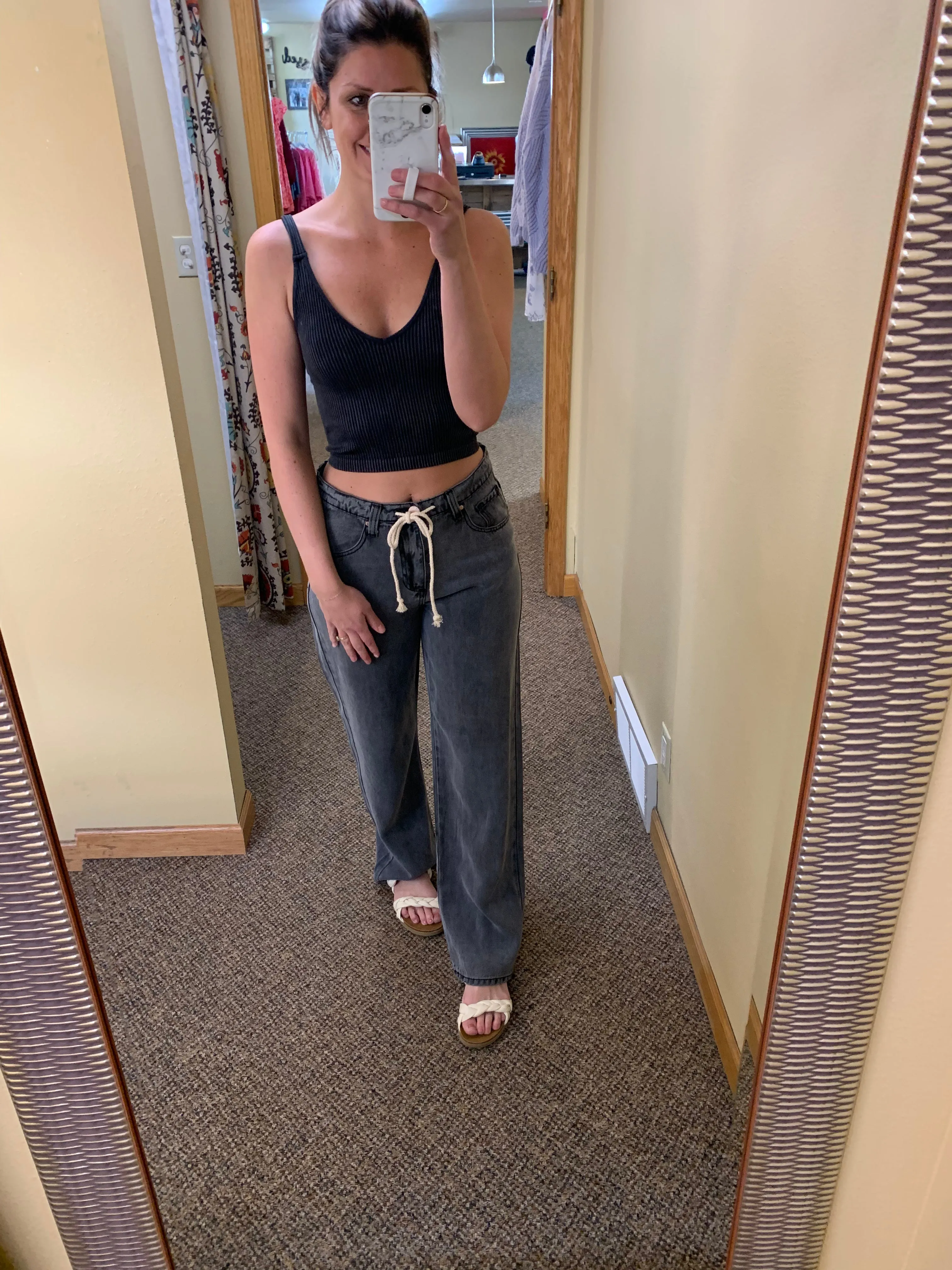 lightweight tencel straight leg pants | bone